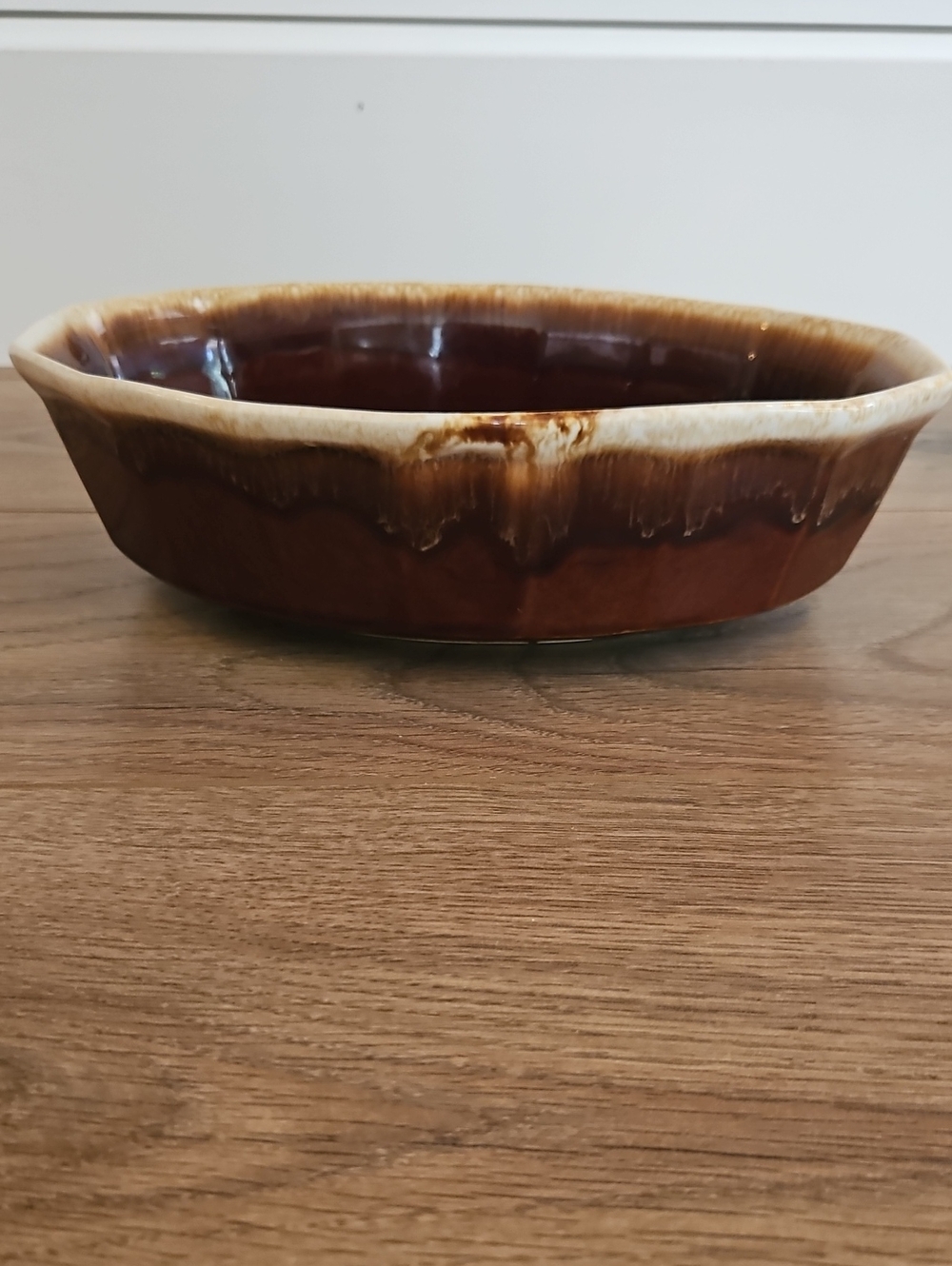 Mccoy Brown Ceramic Serving Bowl with Drip Glaze